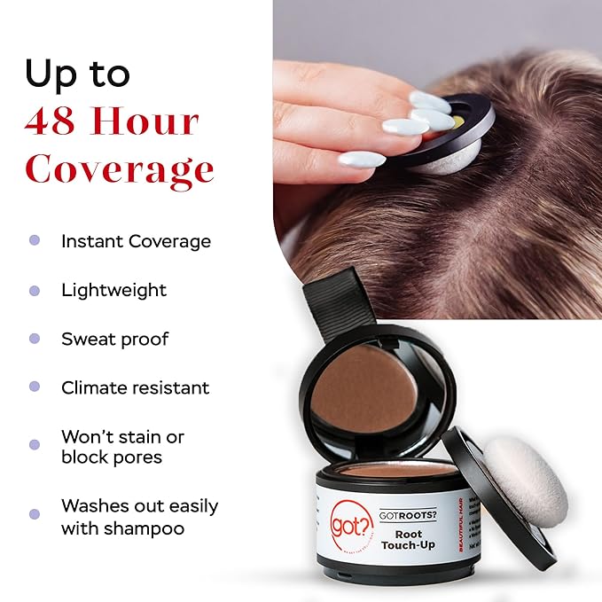 Got? Roots - Light Blonde Temporary Hair Thinning & Gray Cover Powder for Touch-Up, Brow Filler & Hairline - Pigment Infused Binding Powder - 0.14 OZ Tub