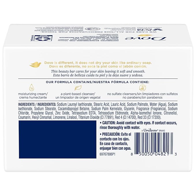 Dove Soap, Pink Beauty Bar Pack (4 Soap Bars) – 3-in-1 Moisturizing Face, Body & Hand Soap, 3.17 Oz Ea