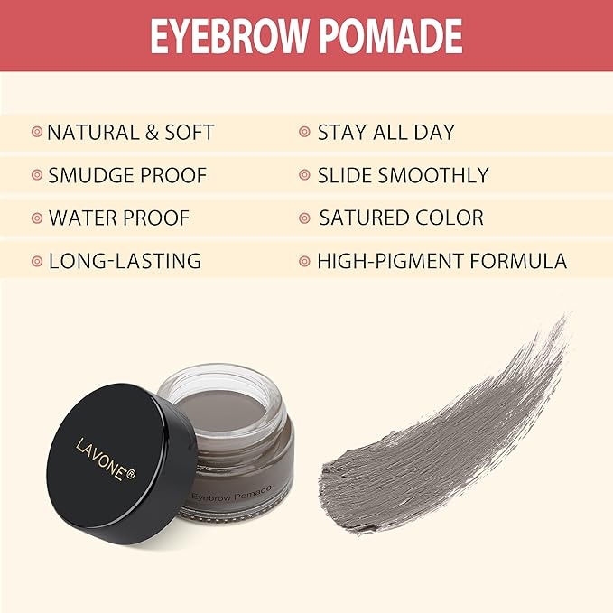 LAVONE Hair-Like Eyebrow Pen Makeup kit, Eyebrow Pencils for Women with Waterproof Microblading Eyebrow Pencil, Eyebrow Pomade, Eyeliner and Eyebrow Brush, Create Full, Natural Brows, Grey