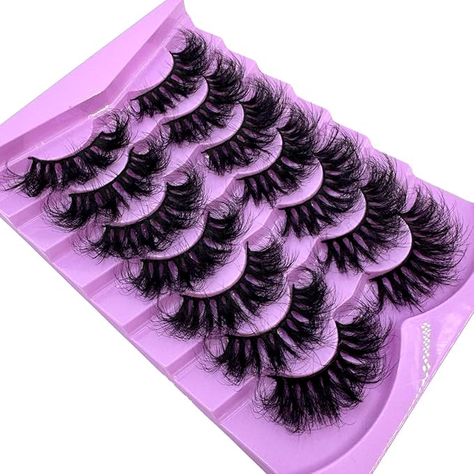 HBZGTLAD Mink Lashes Fluffy False Eyelashes 25mm Dramatic Faux Mink Eyelashes Natural Look Cat Eye Volume Eye Lashes Multipack (LD38)