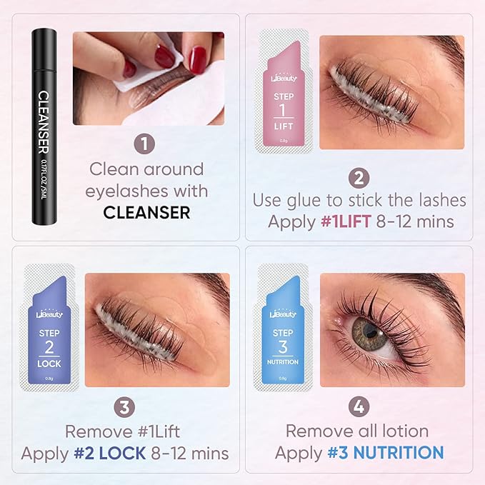 Libeauty Brow Lamination Kit Lash Lift Kit Lasting 8 Weeks Sachet Disposable Upgraded Version Curling Perming Wave Lotion & Liquid Set Home Perm Kit
