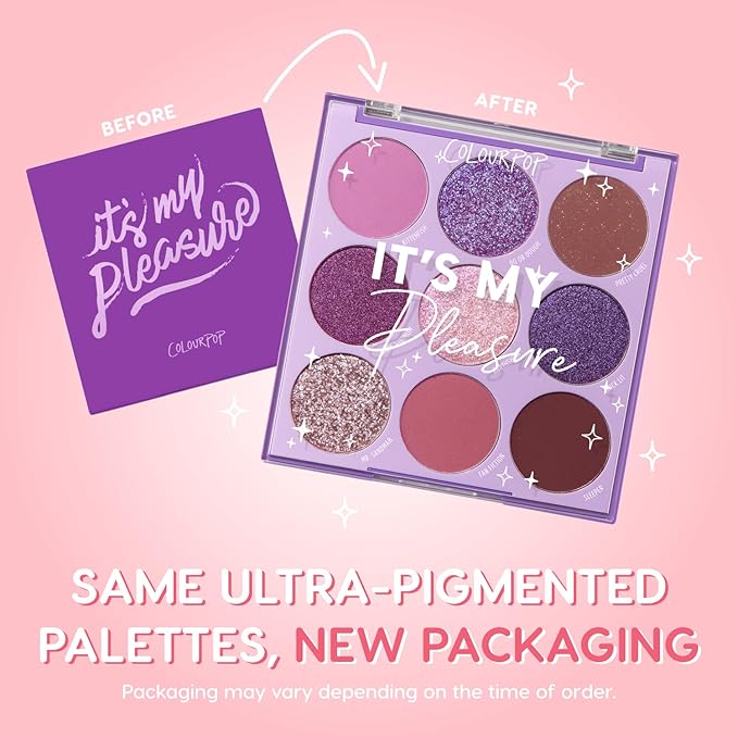 ColourPop Eyeshadow Palette - Eye Makeup Palette with Matte, Metallic, Matte Sparkle & Glitter Finishes - High-Pigment Eye Makeup with a Long-Wearing Formula - It's My Pleasure (0.3 oz)