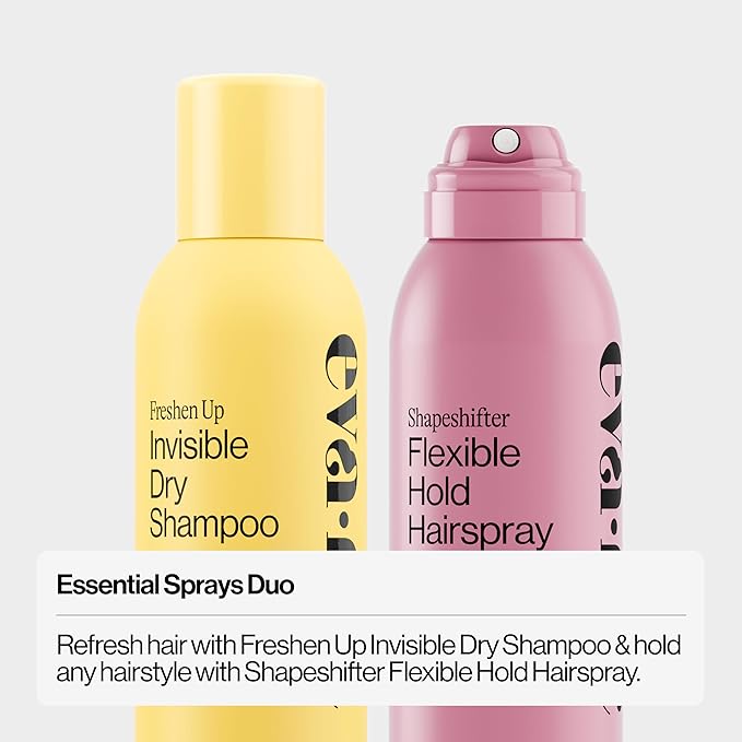 Eva NYC Invisible Dry Shampoo & Flexible Hold Hairspray Set - Oil-Absorbing, No White Cast Dry Shampoo - Long-Lasting, Non-Sticky + Anti-Humidity Hairspray with Shine Finish - Styling Set (Pack of 2)