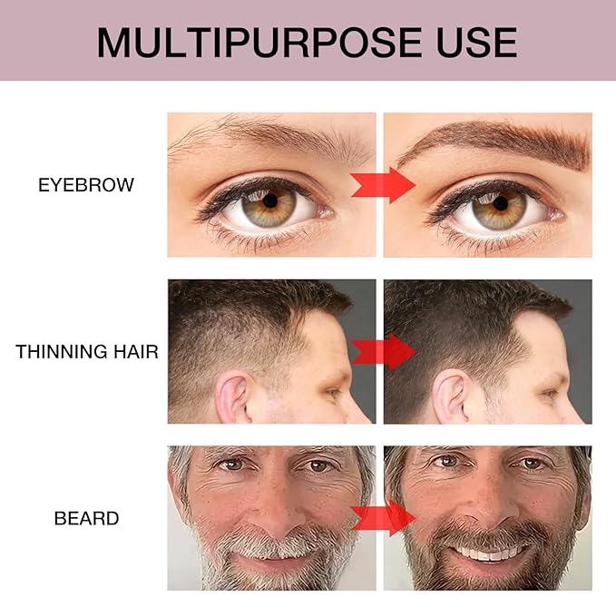 Hair Mascara for Gray Hair, 3 In 1 Hair Color Concealer Stick with Precision Applicator, Temporary Hairline Filler, Multi-Purpose Mascara for Eyebrow and Beard（Light Brown）