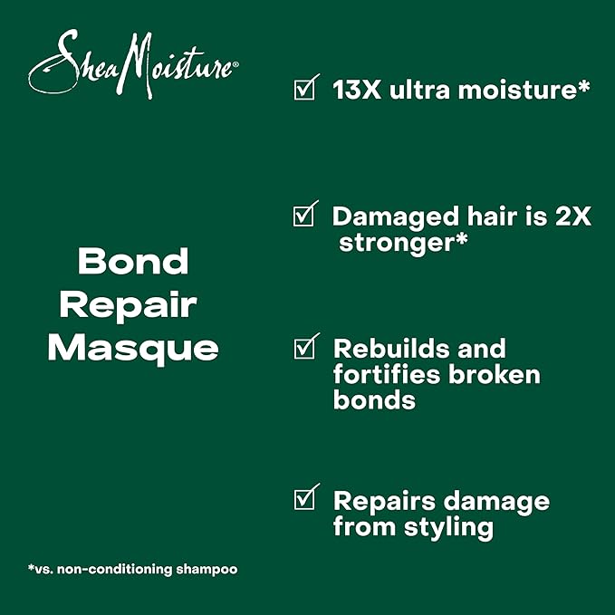 SheaMoisture Bond Repair Shampoo, Conditioner, Leave-In, & Masque 4 Pk Alma Oil to Strengthen Hair with Restorative HydroPlex Infusion