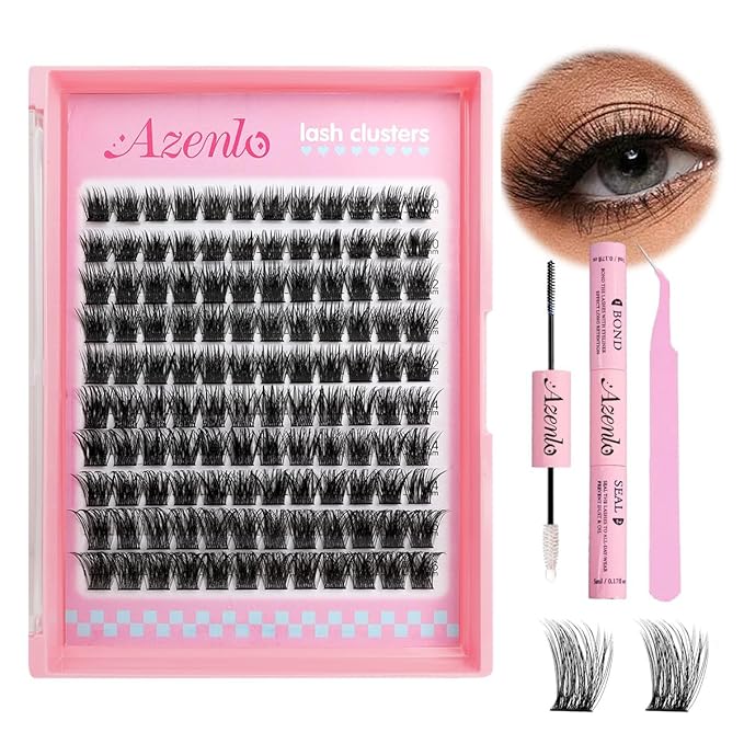 Natural Lash Clusters Kit Wispy Eyelash Clusters 120 pcs Cluster Eyelash Extensions C Curl Individual Lashes 10-16 mm Mix Length Natural Look (Natural 50D KIT 120 Pcs)