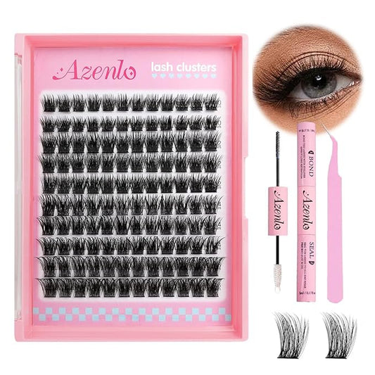 Natural Lash Clusters Kit Wispy Eyelash Clusters 120 pcs Cluster Eyelash Extensions C Curl Individual Lashes 10-16 mm Mix Length Natural Look (Natural 50D KIT 120 Pcs)
