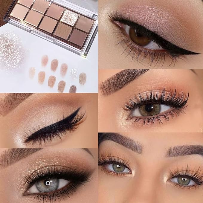 10Colors Nude Light Brown Eyeshadow Palette Makeup,Natural Neutral Eye Shadow,Naturing-Looking Long Lasting Waterproof Blendable Hypoallergenic Suitable for Beginners