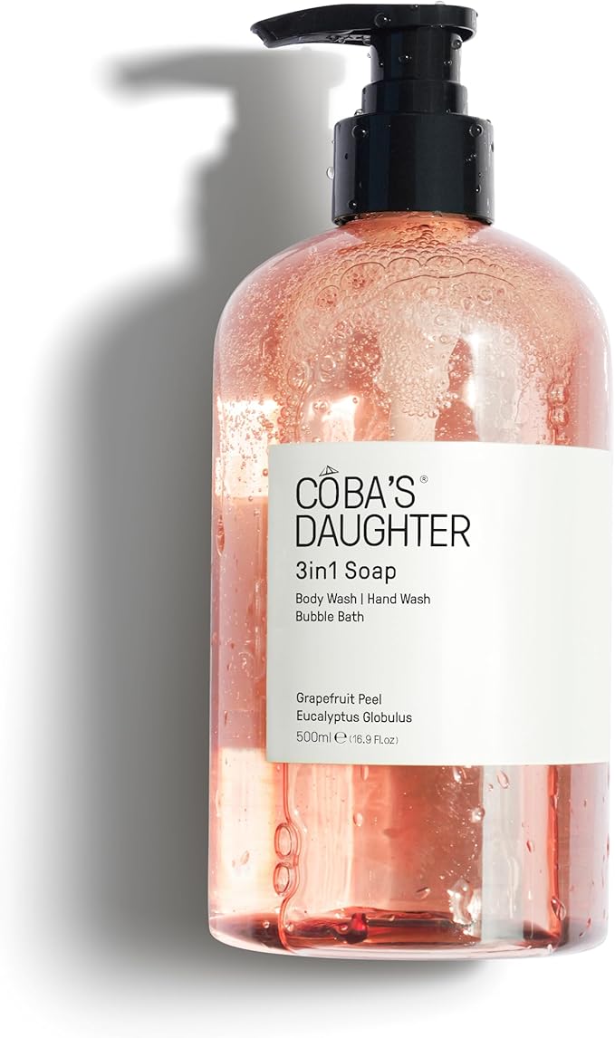 COBA'S DAUGHTER Grapefruit Peel & Eucalyptus Globulus 3-in-1 Soap | Body Wash, Bubble Bath, Shampoo | Cleanse, Nourish & Soften Skin with Inulin & Seaweed Extract | (16.9oz)