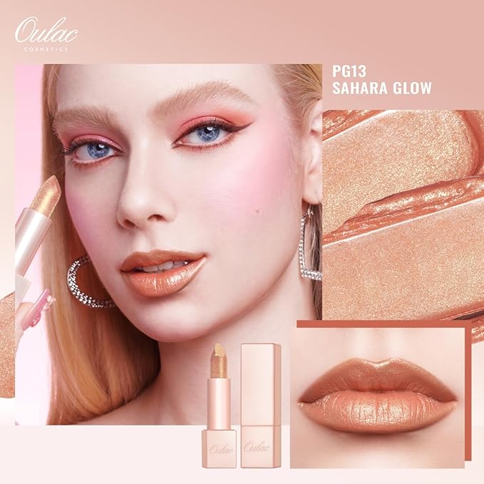 Oulac Moisture Nude Brown Lipstick Set 3PCS - Infinity High Shine Finish, Hydrating Vegan Lipstick Infused with Damask Rose Oil for All-Day Comfort, Gluten-Free, PG13+PG06+D06