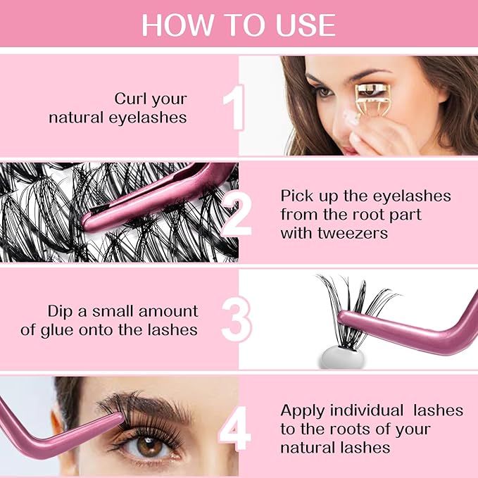 280 Pcs Individual Lashes 30D+40D Mixed Lash Clusters 14 Rows Cluster Lashes that Look Like Eyelash Extensions DIY Lash Extension Self Application At Home (30+40-C-14)