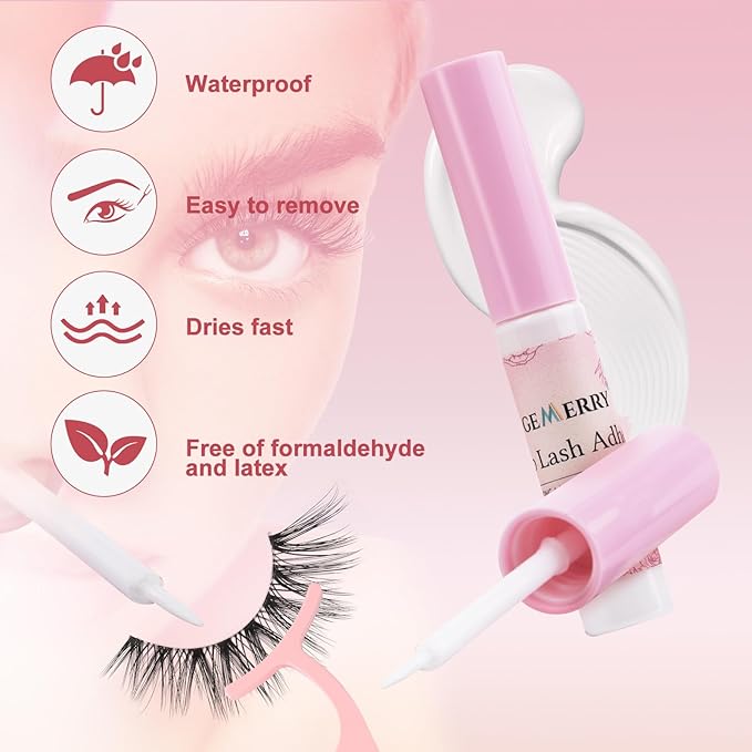 GEMERRY Fluffy False Eyelashes Kit with Strip Lash Glue, Mink Wispy 10 Pairs Fake Eyelashes, Soft & Comfortable Synthetic Fibers, Vegan