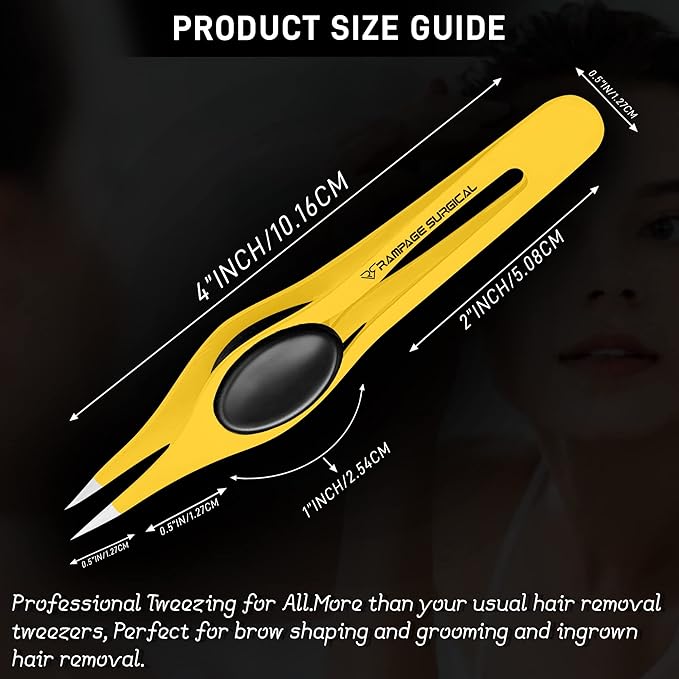 Professional Eyebrow Tweezers Pointed Tip Stainless Steel 2,3xPcs Set, Non-Slip Grip Point Tip Tweezers for Facial Hair, Plucking Removing Ingrown Hairs, Tweezer for Women Men