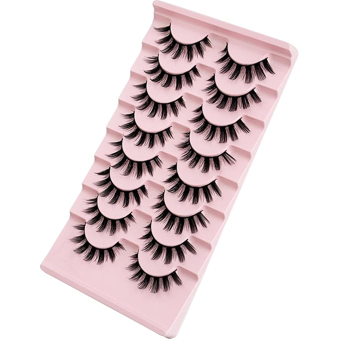 False Eyelashes Manga Lashes Anime Strip Fake Eyelashes NINGLASH Fairy Spiky 8 Pairs Faux Mink Lashes Cosplay Thick Fake Eye Lashes Soft Lashes 8-16mm Wispy Natural Look