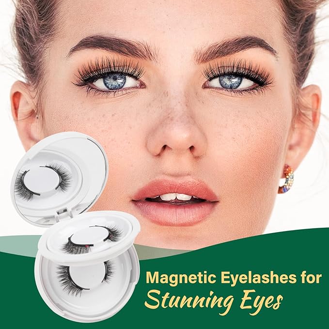 KEYYOU Daily Wear Reusable Magnetic Eyelashes 2 Pair with Applicator No Glue Needed 3D Natural Magnetic Lashes, Easy to Apply & Long Lasting for Daily Use & Events(A09+A09)