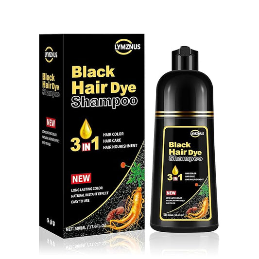 Black Hair Color Shampoo for Gray Coverage - New Upgrade 3-in-1 Herbal Long-Lasting Formula for Women & Men