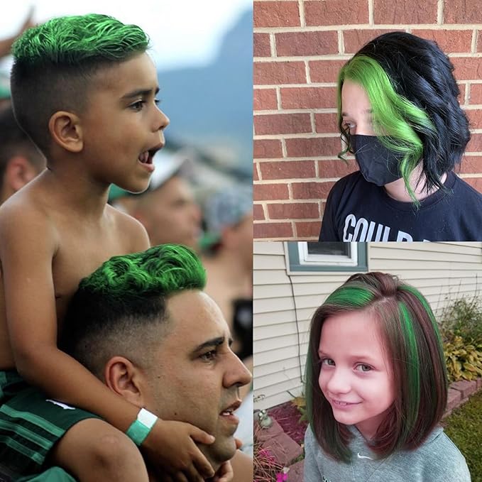 New Hair Color Chalk for Kids, Temporary Hair Color Dye Great Toy for Kids Age 5 6 7 8 9 10 11 12 13 Years Old, Colored Hair Wax Stocking Suffer for Girls Gift Birthday Halloween Christmas (Green)