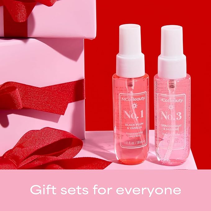 MCoBeauty - Mini Fragrance Mist Duo, No. 1 & No. 3, Limited Edition Travel-Size Body & Hair Perfume Sprays with Fruity, Floral & Tropical Notes, Holiday Collection, Cruelty Free Fragrance Gift Set
