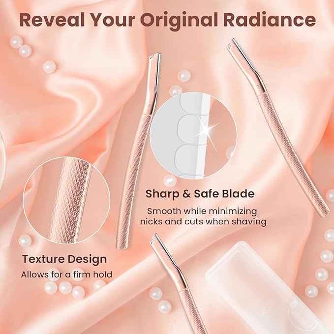 Dermaplaning Tool for Face, Dermaplane Razor for Peach Fuzz with Metal Grip, Professional Eyebrow Razor for Women, Facial Razor for Women Silver (12 Replaceable Blades)
