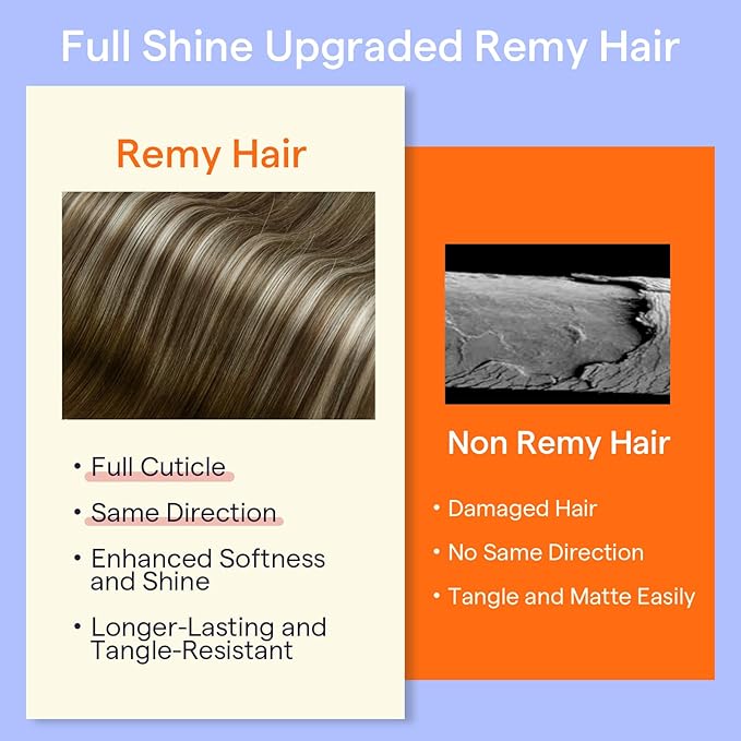 Full Shine Brown Clip in Hair Extensions Real Human Hair Ombre Clip in Extensions Balayage Brown to Blonde Short Hair Extensions for Bob 12 Inch 95 G 7 Pcs