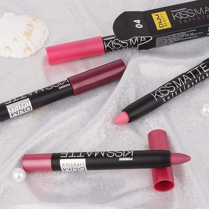 BINGBRUSH 3 Colors Longwear Lipstick Pack Set, Matte Color Stick Ultimate Lip Crayon for Makeup Collection - Nourishing Waterproof Velvet Lipgloss Lip Stain (01# 04# 07#)