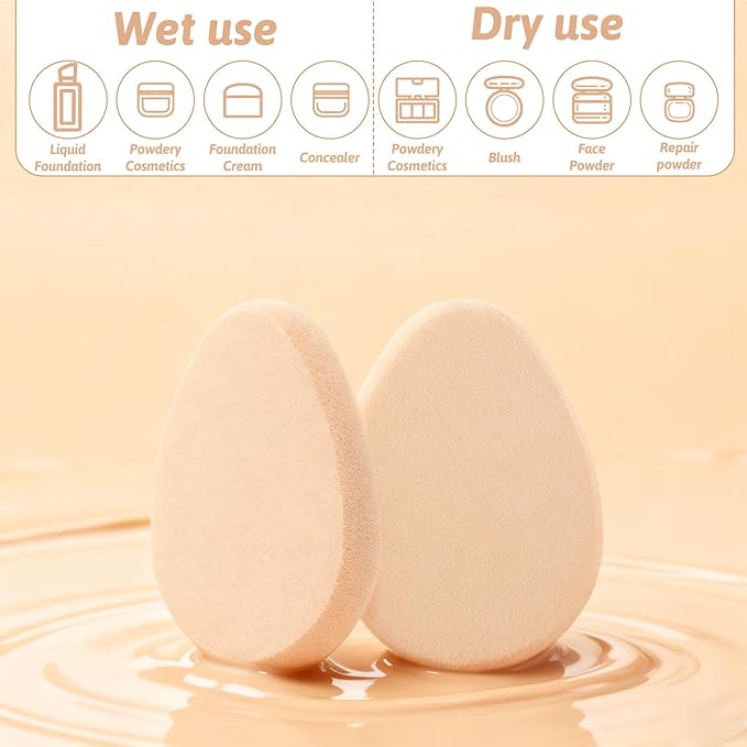 4 Packs Cushion Puff Beauty Egg, Makeup Sponge Oval Foundation Sponge Professional Beauty Blender Make up Puff for Eye Foundation, Blush Application, Forehead, Cheeks, Dry and Wet (Skin Tone)