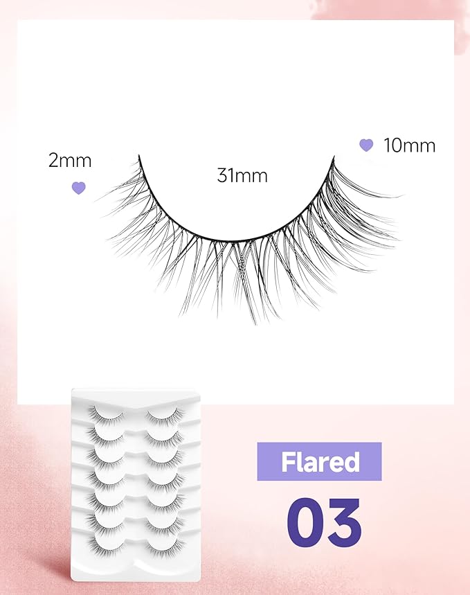 Lashes Natural Look Short False Eyelashes Wispy Flared-03