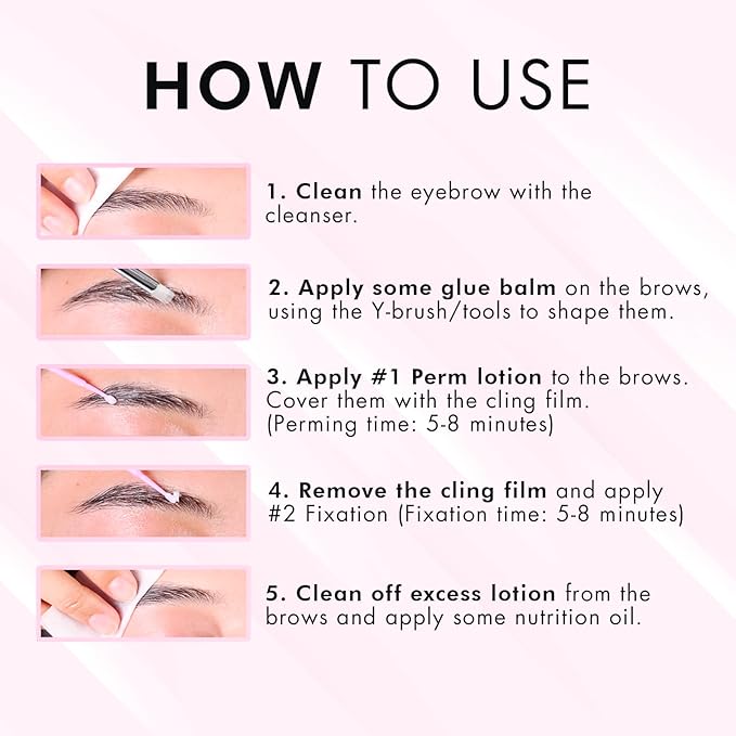Eyebrow Lamination Kit, At-Home Brow Lift Kit for Beginner/Professional, Includes Instructions, Lasts 6-8 Weeks, 15 Applications, Safe & Effective - BK1