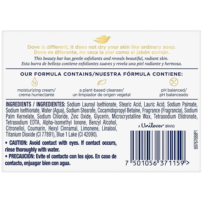 Dove Soap, Gentle Exfoliating Beauty Bar 8-Pack – 3-in-1 Moisturizing Face, Body & Hand Soap, 4.75 Oz Ea