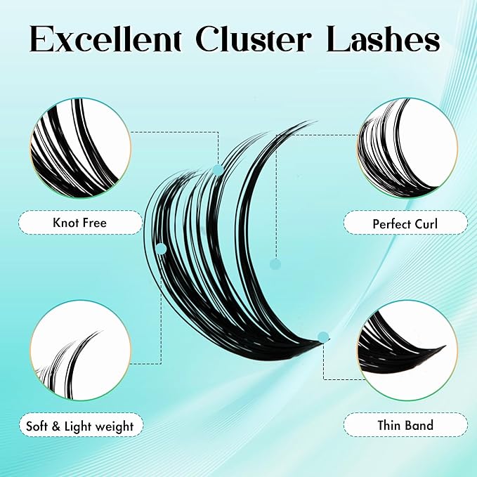 GEMERRY Lash Extension Kit DIY 280pcs Lash Clusters Kit Eyelash Extension Kit D Curl Individual Lashes Kit with Lash Bond and Seal Lash Tweezers for Self Use（50P-10-18mm)