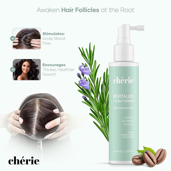 Hair Growth Serum for Scalp with Caffeine and Peptides, Lightweight Formula for Women with, Peptide Scalp Serum Nourishes Roots, Supports Thicker Fuller Strands, and Reduce Visible hair Loss- 3.38 oz