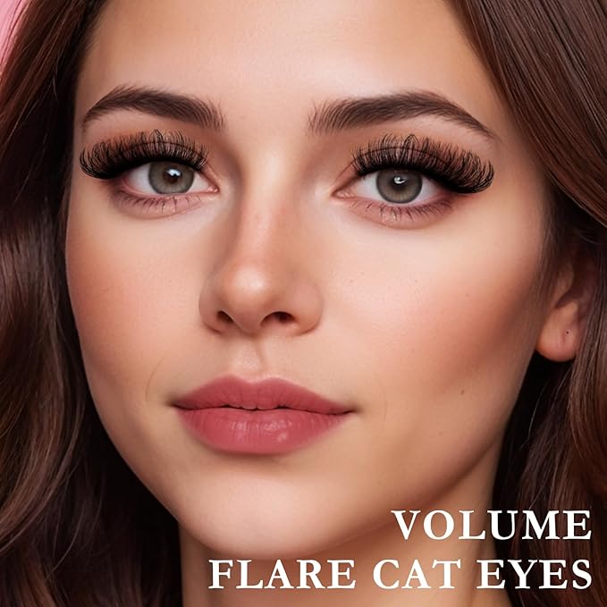 Lashes Wispy False Eyelashes Natural Fake Mink Lash Strips Cat Eye Eyelash Strip 14 Pairs Eye Lash Pack Lightweight Fluffy Cateye Lashes Soft Band 10-15mm Wispies Easy Eyelashes Natural Look