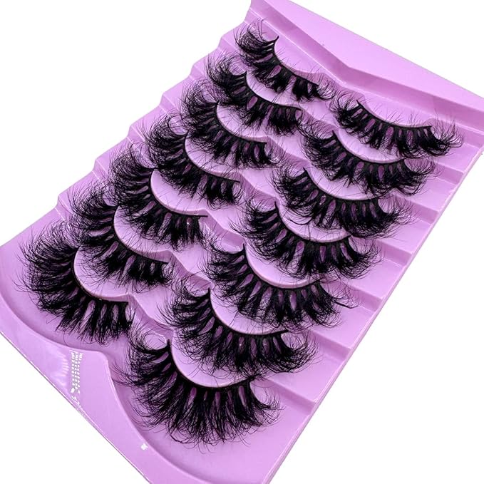 HBZGTLAD Mink Lashes Fluffy False Eyelashes 25mm Dramatic Faux Mink Eyelashes Natural Look Cat Eye Volume Eye Lashes Multipack (LD38)