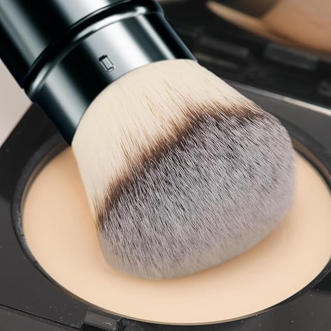 DUcare Retractable Airbrush Kabuki Brush for All Face Makeup & Foundation for Liquid, Cream and Powder Face Makeup With Aluminum Handle