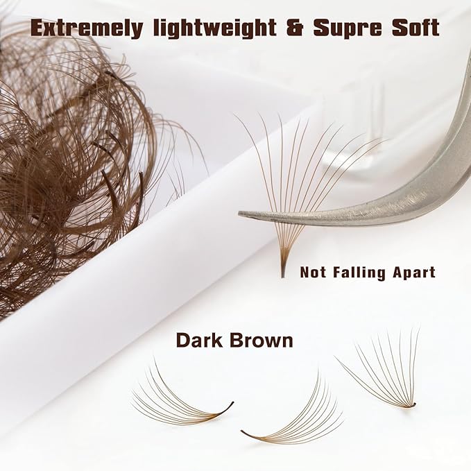500 Premade Fans Lash Extension 10D 0.07 D Curl Dark Brown Promade Fans 13mm Premade Lash Fans Middle Stem Handmade Loose Fans Soft Pointy Base Volume Pre made Eyelash Fans(10D,0.07-D-13MM)