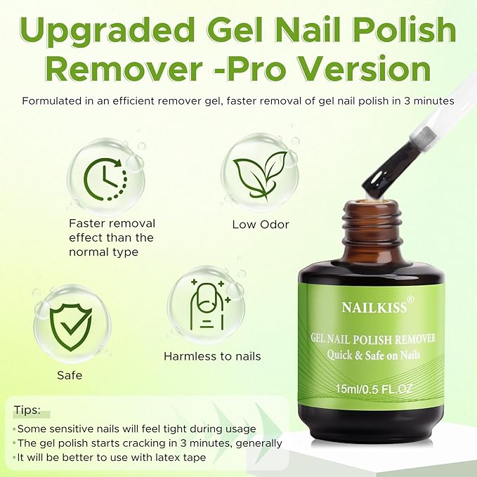 15ML Gel Nail Polish Remover, Professional Gel Polish Remover for Nails, Quick & Easy Polish Remover In 2-5 Minutes, No Need for Foil Soaking Or Wrapping
