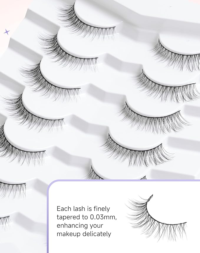 Lashes Natural Look Short False Eyelashes Wispy Flared-03
