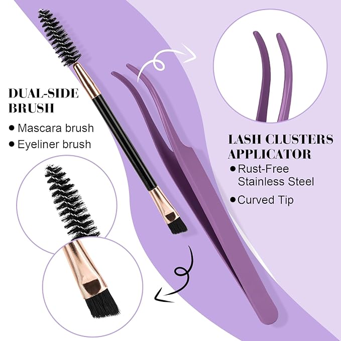 B&Q Lash Clusters Kit 280PCS Eyelash Clusters Kit,40D D 9-16MIX Individual Lash Comfortable Eyelash Extension Set, Classic Look with Bond and Seal Waterproof, Remover DIY at Home(Set,40D)