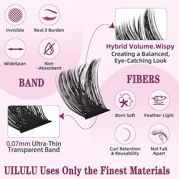 Lash Clusters for DIY Lash Extension at Home, Wispy Natural Individual Clusters Lashes False Eyelashes 168 Count 0.07D 9-16MM Mix D Curl Eye Lash Extensions (U02 Lash 9-16MM)