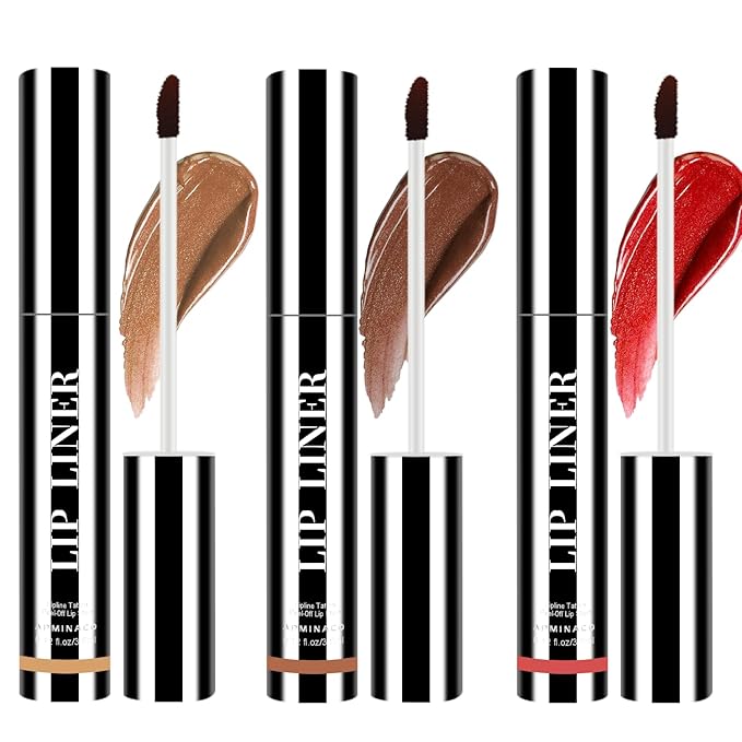 Lip Stain Peel Off for Women - 3 Color Set (Nude Brown, Red Brown, Classic Red) | Long Lasting, Waterproof, Non-Sticky, Hydrating | Peel Off Lip Tint Gloss Kit for Teens & Girls