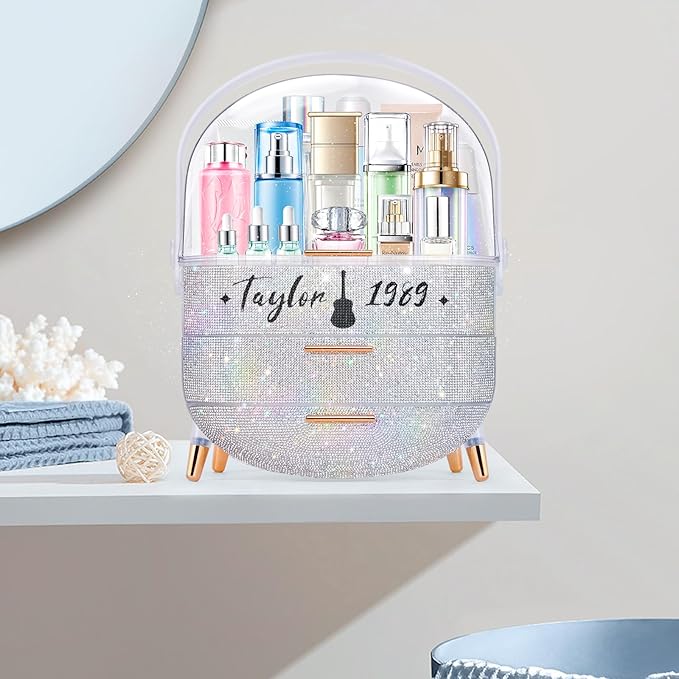 Teen Girls Gift Makeup Organizer,Skincare Organizer Jewelry Storage,Cosmetics Storage and Display Case,Make Up Holders and Organizers for Countertop,Bathroom Organizer (Text)