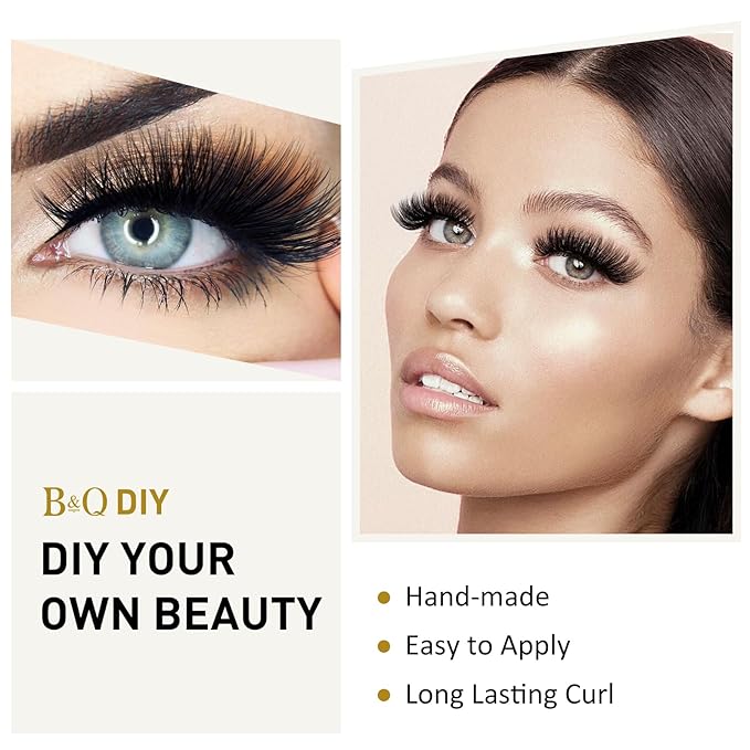 Lash Clusters B02 C Curl 12mm DIY Eyelash Extensions 72 Clusters Lashes C D Curl B&Qaugen Mega Volume Individual Lashes Eyelash Clusters Extensions Individual Lashes Cluster DIY at Home (NM-C-12mm)