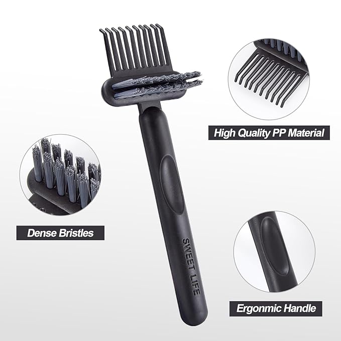 2 Pack Hair Brush Cleaning Tool, 2-in-1 Cleaner Tool, Portable Cleaning Tool Set for Brush Comb Keyboard, Remover Rake for Removing Hair Dust, Home and Salon Use(White&Black)