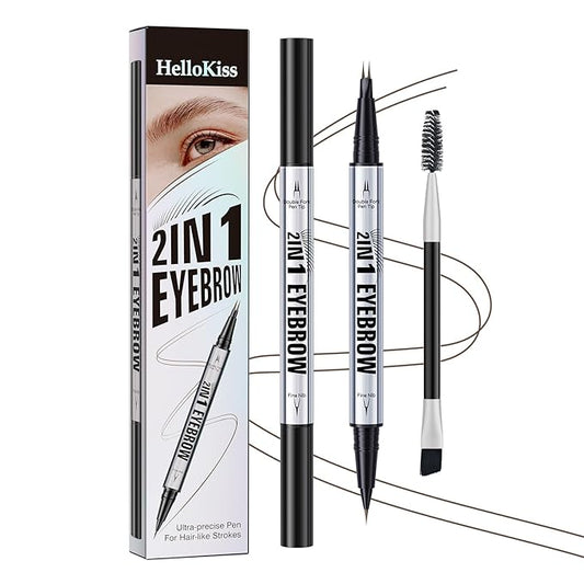 Microblading Eyebrow Pen, 2 Tip Precise Microblade Eyebrow Pencil That Looks Like Hair, Waterproof Natural Eye Brow Pencils for Women, Non Dry Out and Last All Day (Brown)