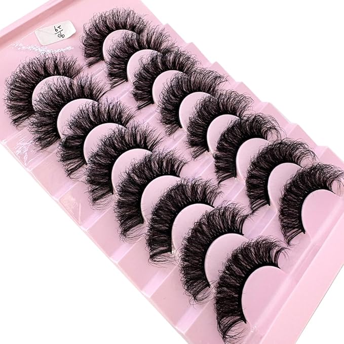 HBZGTLAD Mink Lashes Fluffy False Eyelashes 25mm Dramatic Faux Mink Eyelashes Natural Look Cat Eye Volume Eye Lashes Multipack (9D-29)