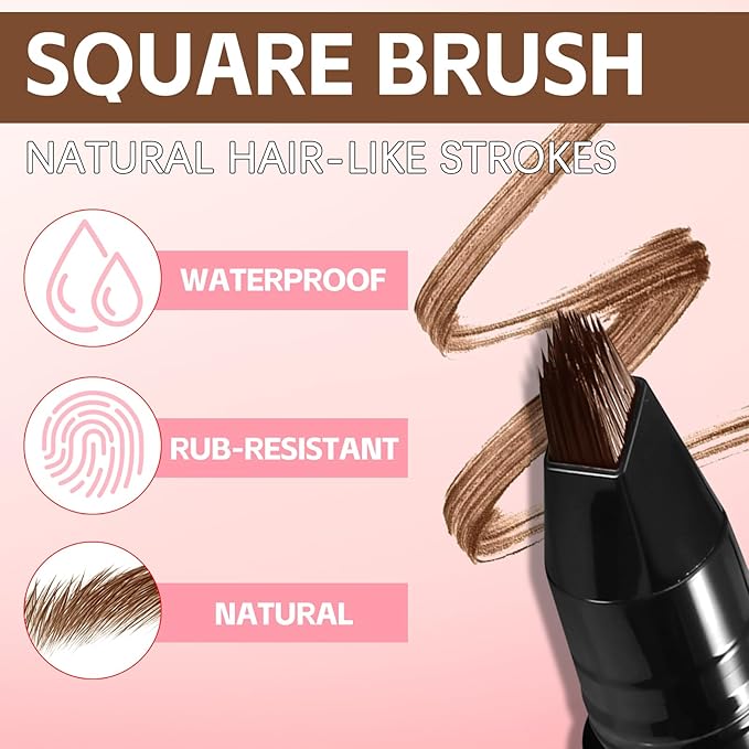 Boobeen Microblading Eyebrow Pen - Waterproof Brow Fection Pen with Angled Brush, Eyebrow Pencils for Women, Quick Drying & Long-Lasting Brow Pencil with Hair Like Strokes