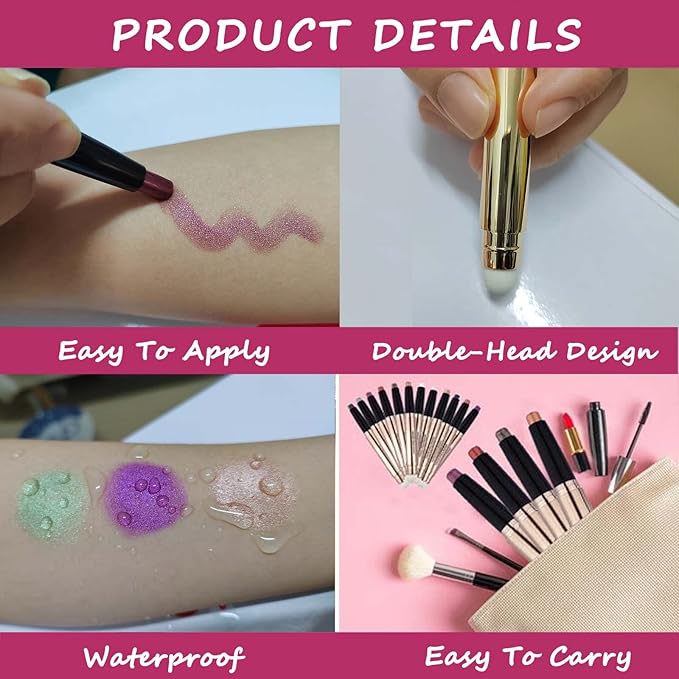 2 in 1 Cream Eyeshadow Stick, Shimmer Smooth Eyeshadow Pencil, Hypoallergenic Waterproof Long Lasting Eye Shadow Highlighter Stick Create High-Impact Multi-Dimensional Eyes Look(Champagne Shimmer #04)