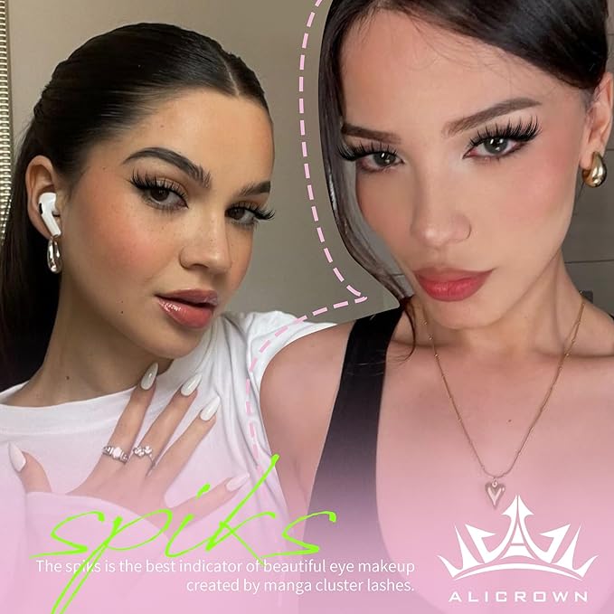 Wispy Lash Clusters Kit Manga Eyelash Extensions Kit with Lash Bond and Seal Spiky Doll Lash Extensions Natural Individual Lashes Kit 165Pcs 8MM-16MM