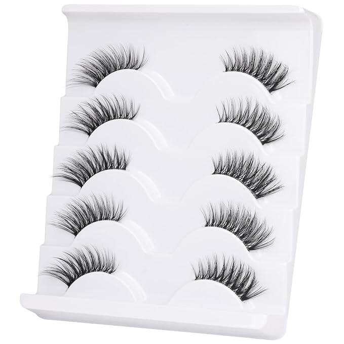 False Eyelashes Half Lashes Natural Look Wispy Mink Lashes zanlufly Cat Eye DIY Lightweight Invisible Band Reusable Soft Handmade Lashes Pack