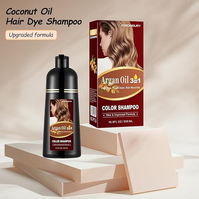 Argan Oil Grape Red Semi-Permanent Hair Color Shampoo, 3-in-1 Hair Dye, Easy to Use, 16.9 Fl Oz (Dark Wine Red)